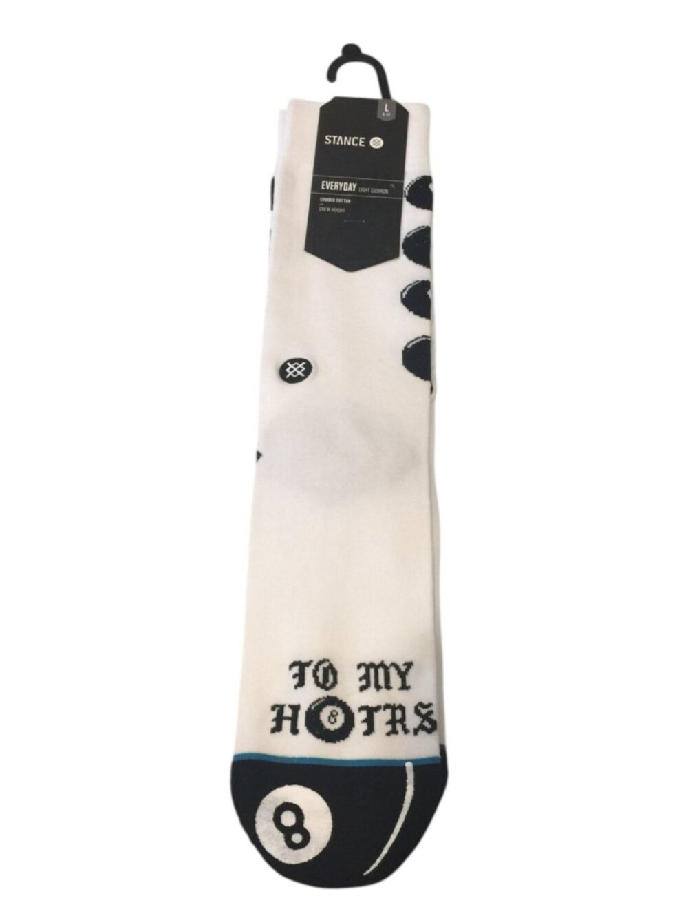Stance H8Ters Men's Size Large 9-12 Pool Ball 8 Crew Socks Black White